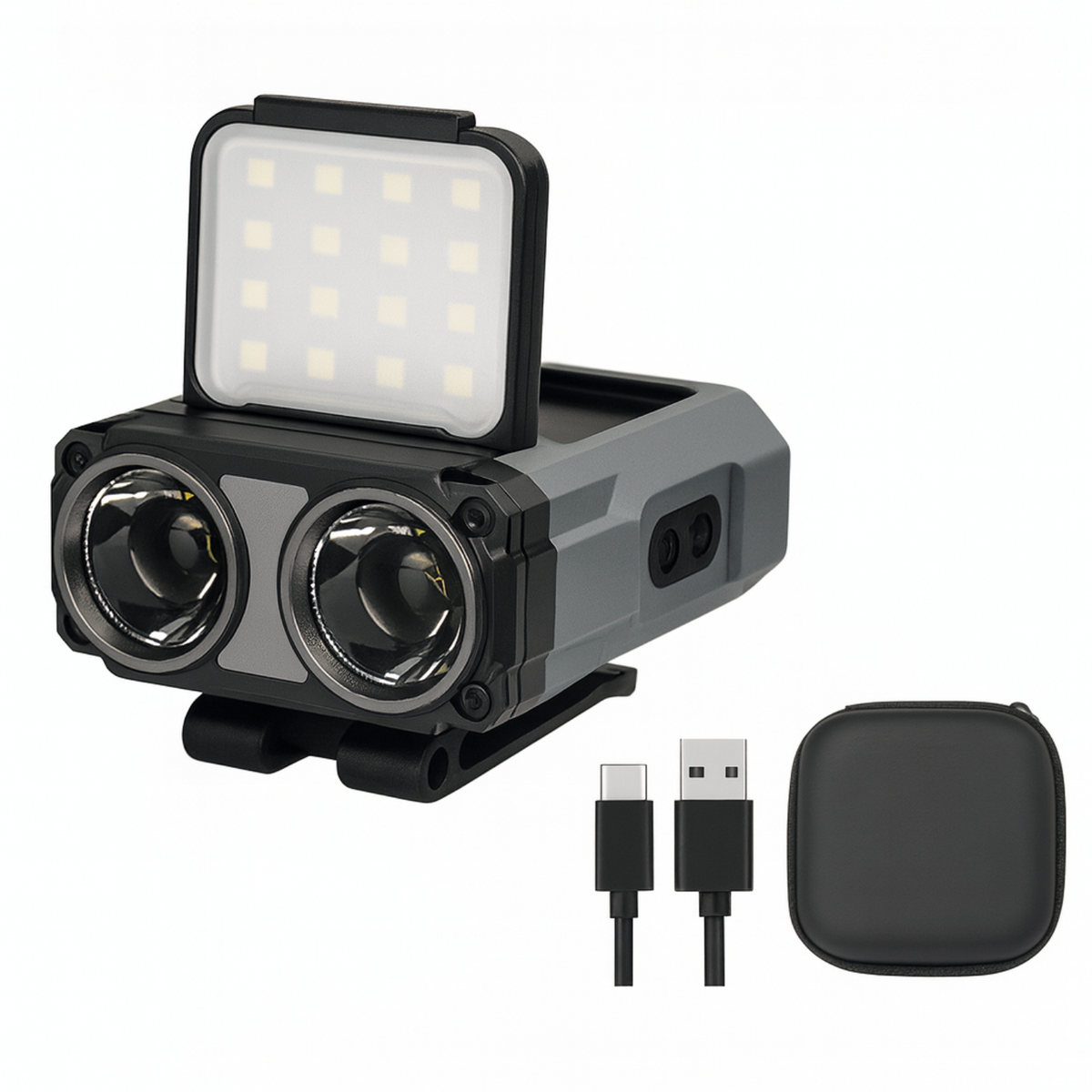 Lampe frontale LED 2-en-1 rechargeable USB-C