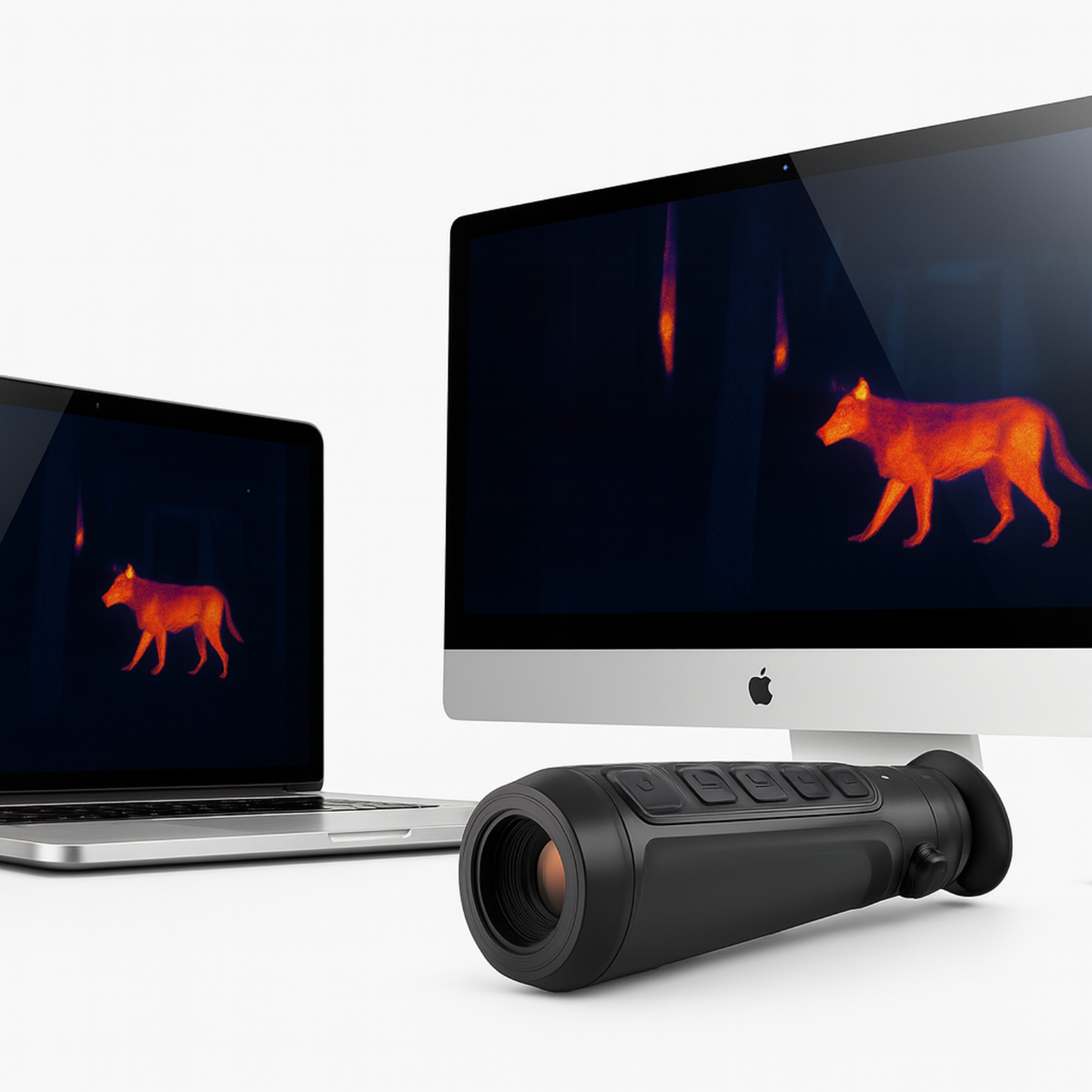 Monoculaire Thermique HD 256×192 – Vision Nocturne 50Hz | Longue Portée & Affichage 4 Modes